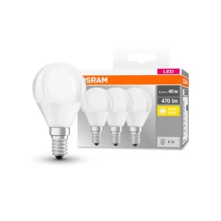 OSRAM LED-dråpepære E14 P40 4,9W 2 700 K 470lm 3st Discount