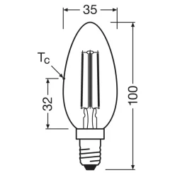 OSRAM LED-filamentpære E14 2,2W 4000K 470lm| E14 Pærer|Filament Pærer