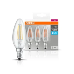 OSRAM LED-mignonpære E14 4W fil. 4 000 K 470lm 3er| E14 Pærer|Filament Pærer