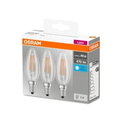 OSRAM LED-mignonpære E14 4W fil. 4 000 K 470lm 3er| E14 Pærer|Filament Pærer
