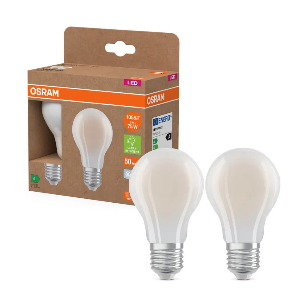 OSRAM LED-pære E27 5W matt 4,000K 1055lm 2stk Online