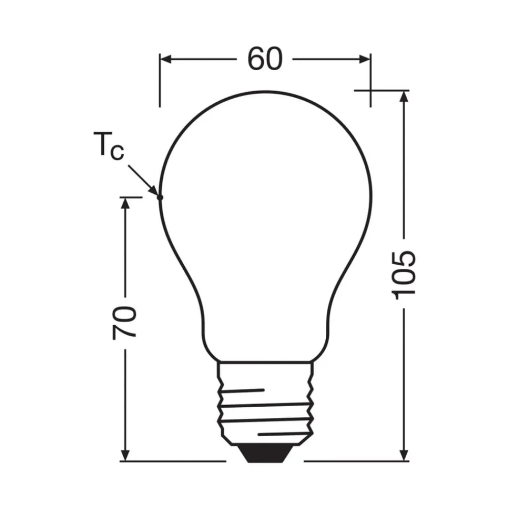 OSRAM LED-pære matt E27 3,8W 2700K 806lm dimbar Outlet