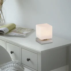 Paul Neuhaus LED-bordlampe Dadoa, stål, glass, dimbar Online