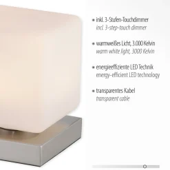 Paul Neuhaus LED-bordlampe Dadoa, stål, glass, dimbar Online