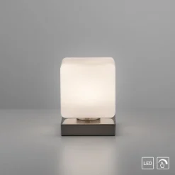 Paul Neuhaus LED-bordlampe Dadoa, stål, glass, dimbar Online