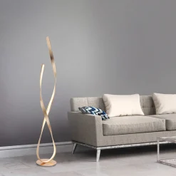 Paul Neuhaus LED-gulvlampe Linda, gull, metall, dimbar| Led-Innendørs|Gulvlamper