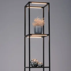 Paul Neuhaus LED-gulvlampe Contura, svart, metall, 140 cm| Gulvlamper