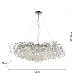 Paul Neuhaus Ricicle lysekrone, krom, lengde 120 cm| Lysekroner