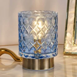 Pauleen Chic Glamour E14-LED batteri blå/messing| Dekorasjonsbelysning