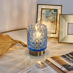 Pauleen Chic Glamour E14-LED batteri blå/messing| Dekorasjonsbelysning