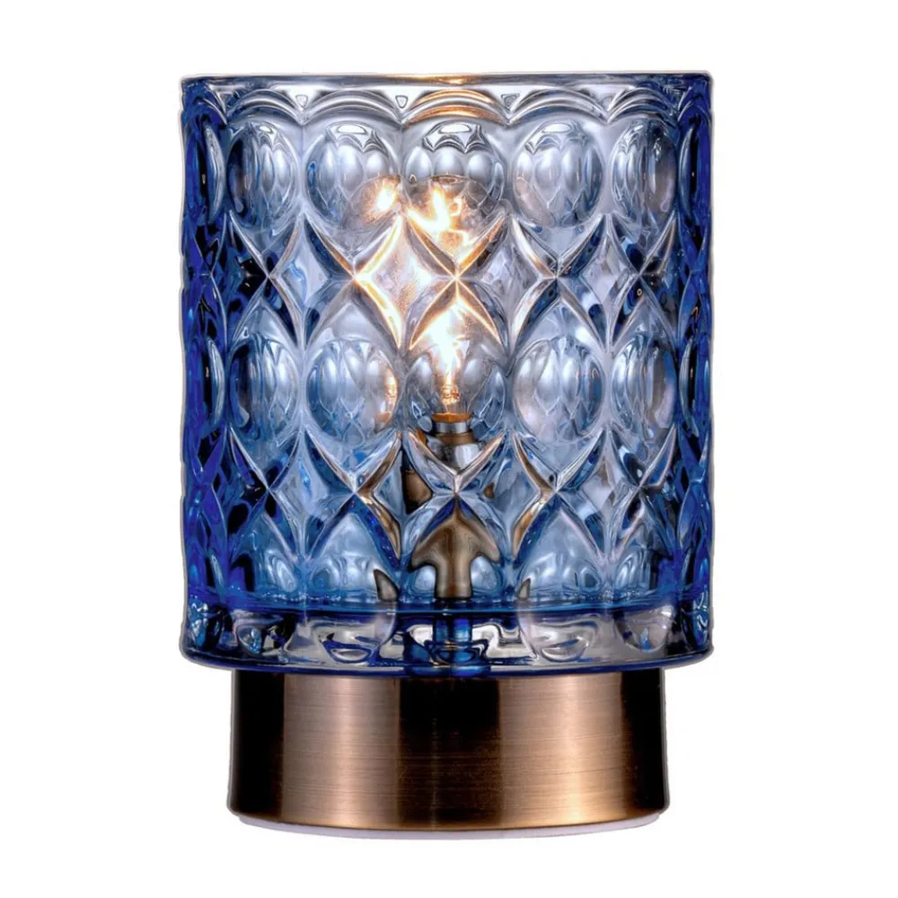 Pauleen Chic Glamour E14-LED batteri blå/messing| Dekorasjonsbelysning