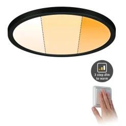 Paulmann Areo Panel dimtowarm rund svart Ø23cm| Kontorbelysning|Downlights