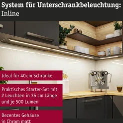 Paulmann benkbelysning Inline 2-pak startpakke krom 35 cm 830 New