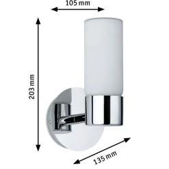Paulmann Eleon vegglampe IP44 krom/opal 1 lyskilde| Design- Og Hotellbelysning|Vegglamper