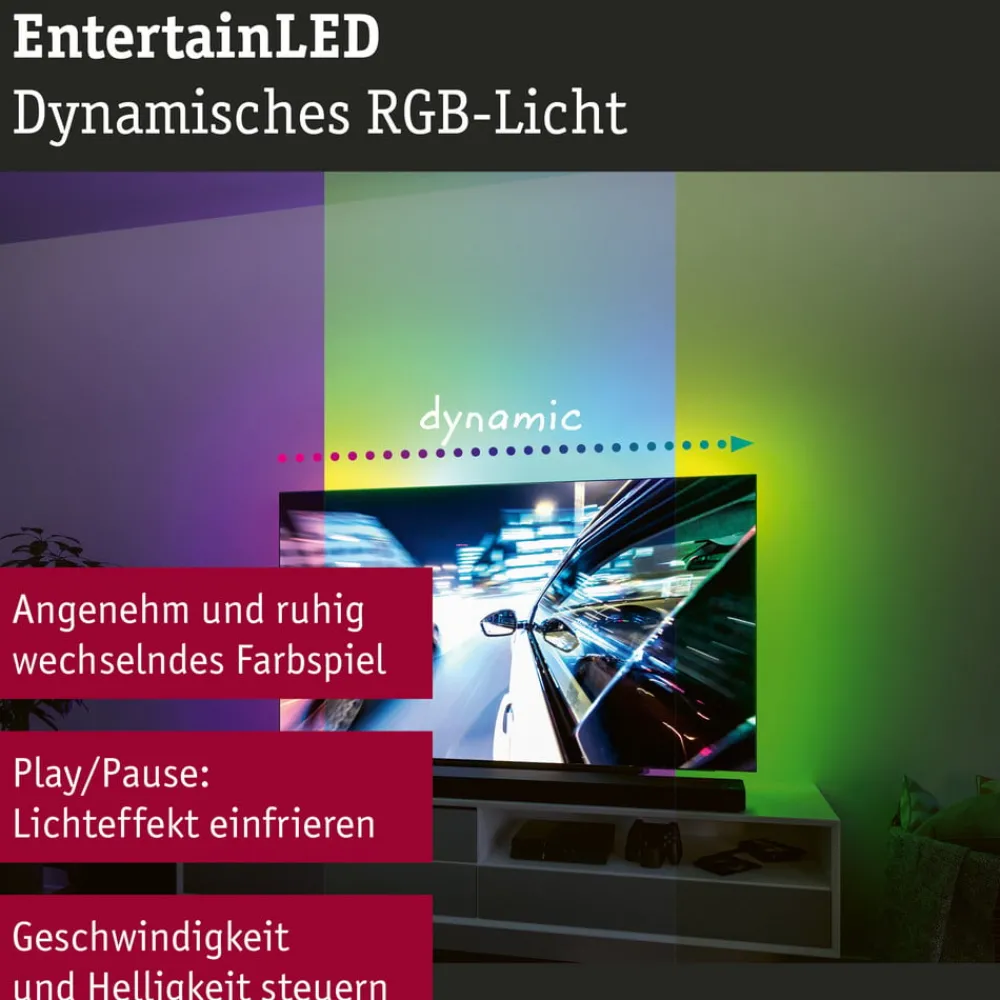 Paulmann EntertainLED LED-Strip RGB TV-apparat 55 tommer| Dekorasjonsbelysning|Lysstriper