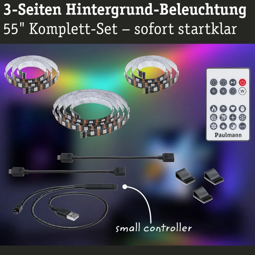 Paulmann EntertainLED LED-Strip RGB TV-apparat 55 tommer| Dekorasjonsbelysning|Lysstriper