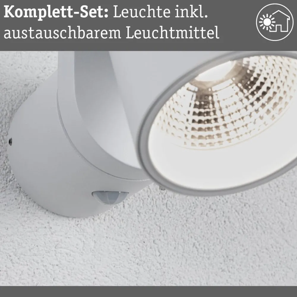 Paulmann LED utendørs LED-vegglampe Cuff, sensor, hvit| Vegglamper Med Sensor|Utebelysning Med Sensor