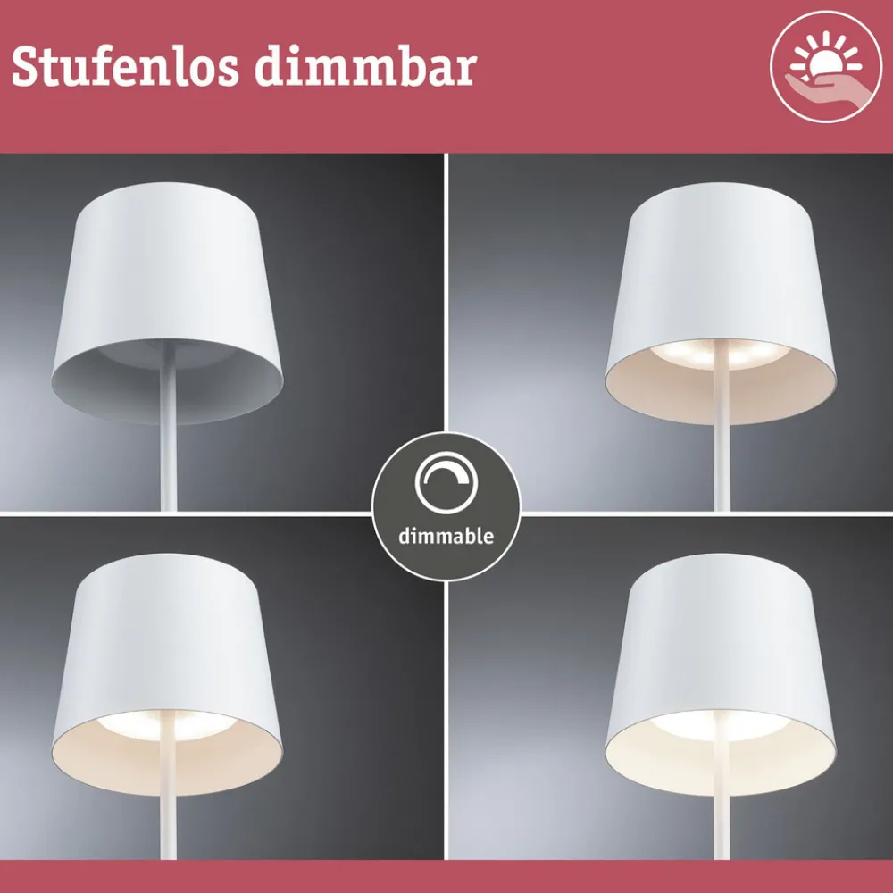 Paulmann LED-bordlampe Gilo, hvit, plast, IP44 Best