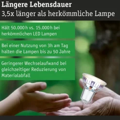 Paulmann LED-reflektor GU10 2,5 W, 3 000 K, 450 lm, 100° 3 enheter| Gu10 Pærer|Led-Pærer