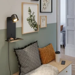 Paulmann Malena USB-veggspot med hylle, svart| Vegglamper