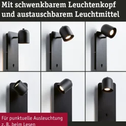 Paulmann Malena USB-veggspot med hylle, svart| Vegglamper