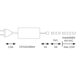 Paulmann MaxLED 500 basissett IP44 3m varmhvit| Lysstriper