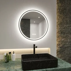 Paulmann Mirra veggspeil Ø59cm CCT dim svart Discount