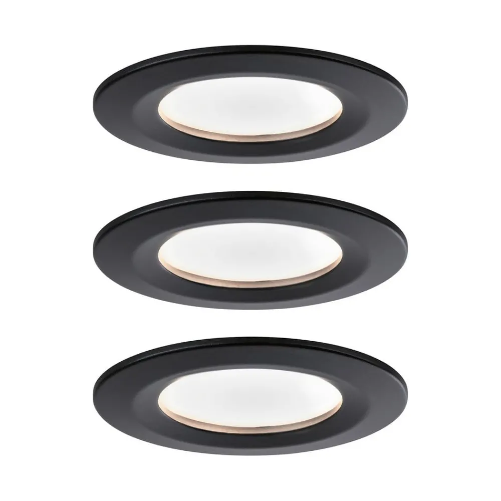 Paulmann Nova Coin 3x rund 3Stepdim stiv svart| Downlights