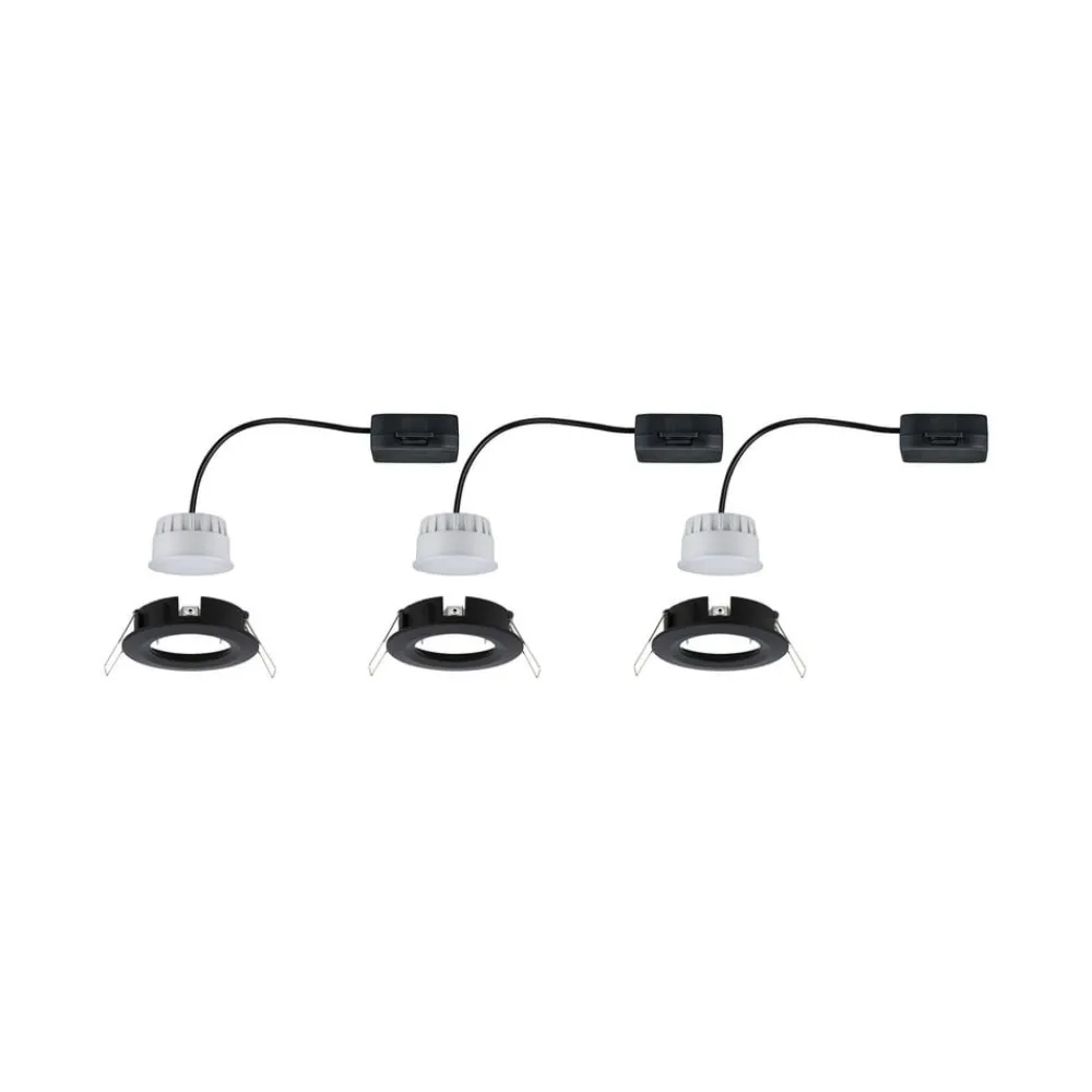 Paulmann Nova Coin 3x rund 3Stepdim stiv svart| Downlights