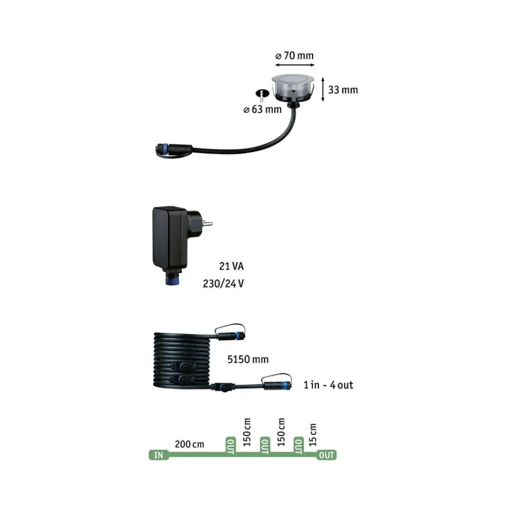 Paulmann Plug & Shine Innfelt spot Floor 3 RGBW ZigBee| Terrassebelysning|Nedfelt Utebelysning