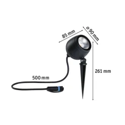 Paulmann Plug & Shine LED-spot Kikolo, 3 000 K, 60°, aluminium| Utespotter