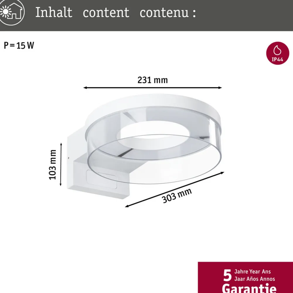 Paulmann Smart Sensor utendørs vegglampe Capera, hvit CCT IP44 Outlet