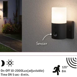 Paulmann Tubs utendørs vegglampe sensor, ikke-dim| Vegglamper Med Sensor|Vegglamper Utendørs