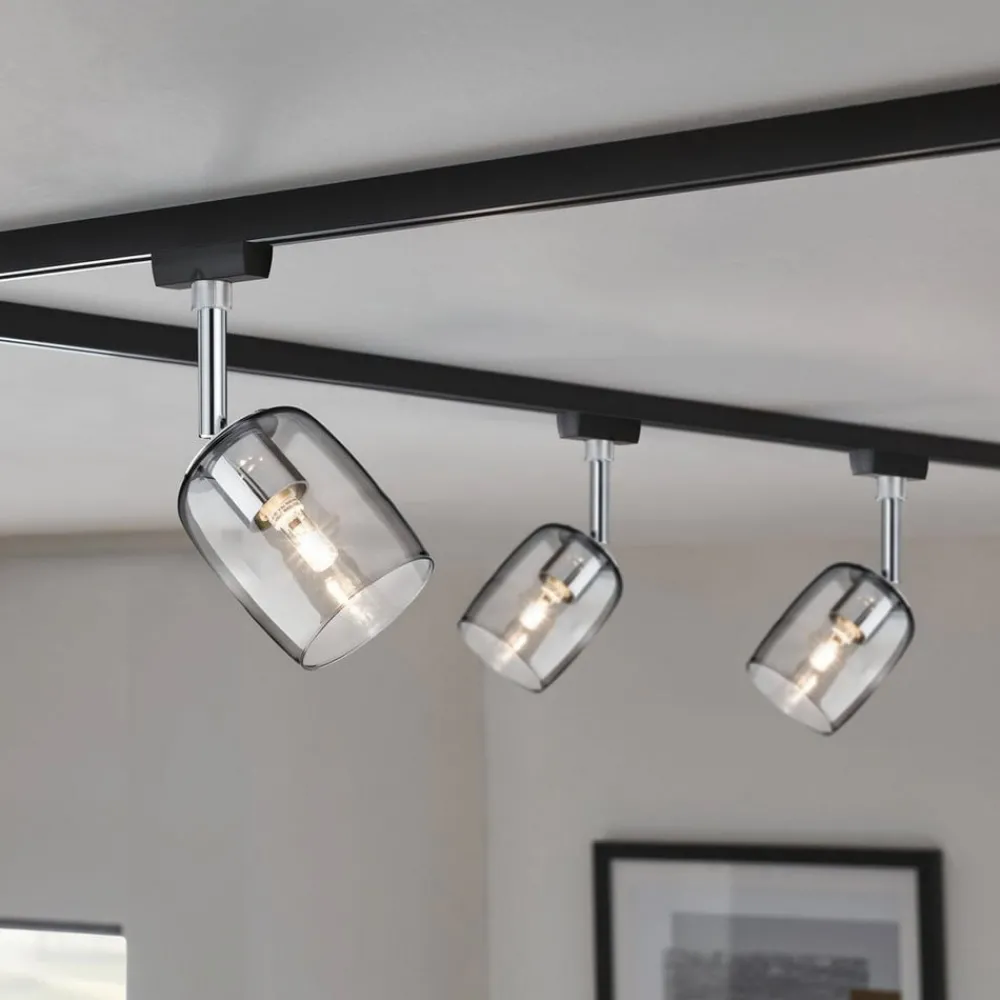 Paulmann URail Spot Blossom svart, røkt glass| Skinnesystem