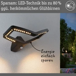 Paulmann utendørs LED-vegglampe Alara, antrasitt, IP44| Vegglamper Med Sensor