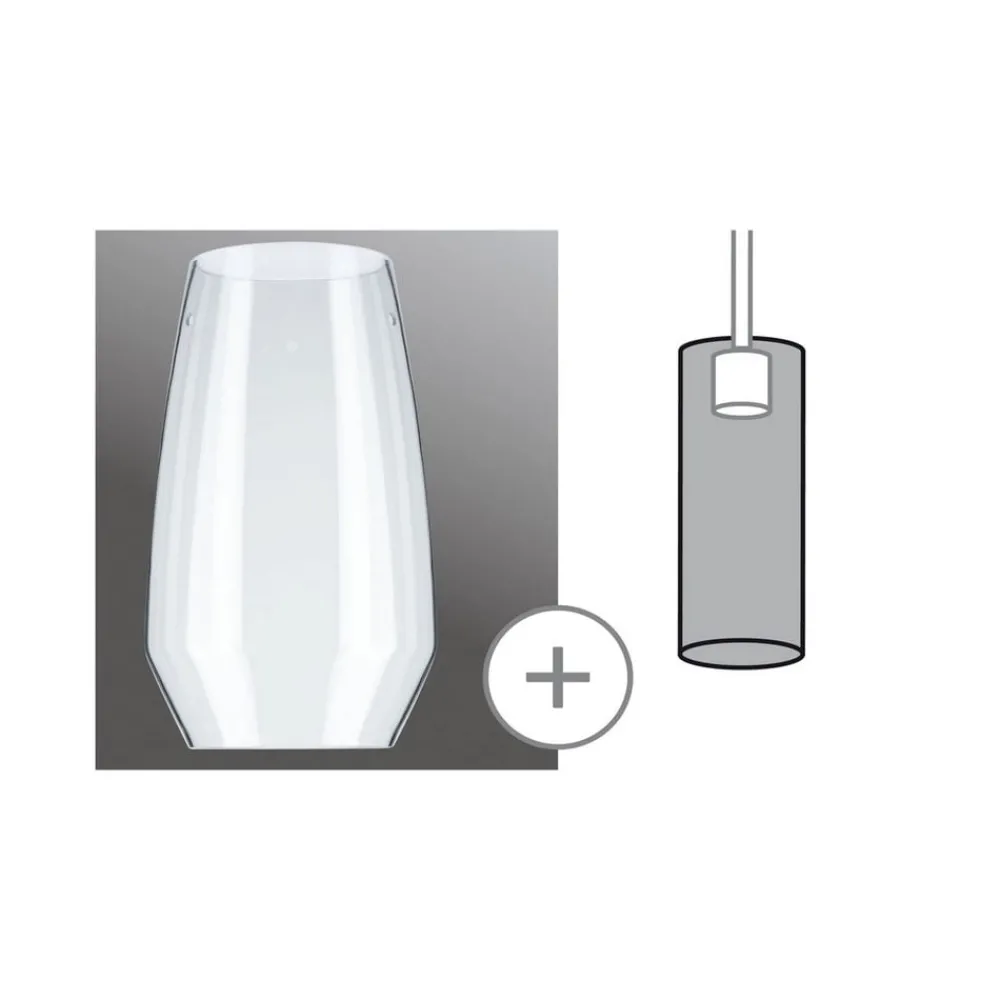 Paulmann Vento lampeskjerm, klar, Ø 17 cm, glass