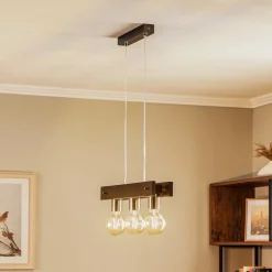 Alfa Pendellampe i bjelkeform Bingo med treelementer| Pendellamper