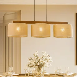 TK Lighting Pendellampe Juta, 3 lyskilder, bjelkeform| Pendellamper