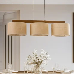 TK Lighting Pendellampe Juta, 3 lyskilder, bjelkeform| Pendellamper