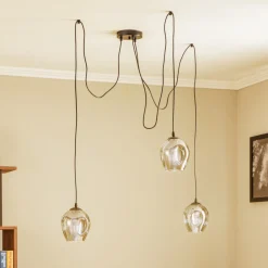 EMIBIG LIGHTING Pendellampe Starla, glass grafit, 3 lyskilder desentralisert