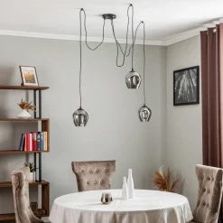 EMIBIG LIGHTING Pendellampe Starla, glass grafit, 3 lyskilder desentralisert