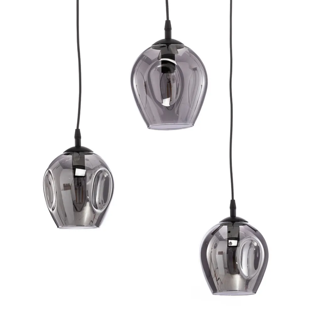EMIBIG LIGHTING Pendellampe Starla, glass grafit, 3 lyskilder desentralisert