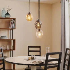 EMIBIG LIGHTING Pendellampe Starla, glass grafit/amber/klar, 3 lyskilder, rund| Pendellamper