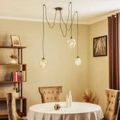 EMIBIG LIGHTING Pendellampe Starla, glass rav, 3 lyskilder, desentralisert Outlet