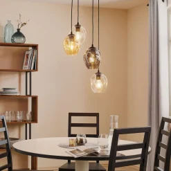 EMIBIG LIGHTING Pendellampe Starla rund 4 lyskilder grafit/amber/klar Outlet