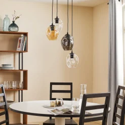 EMIBIG LIGHTING Pendellampe Starla rund 4 lyskilder grafit/amber/klar Outlet