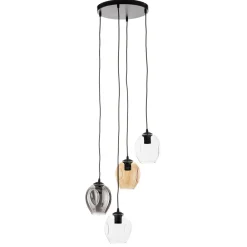 EMIBIG LIGHTING Pendellampe Starla rund 4 lyskilder grafit/amber/klar Outlet