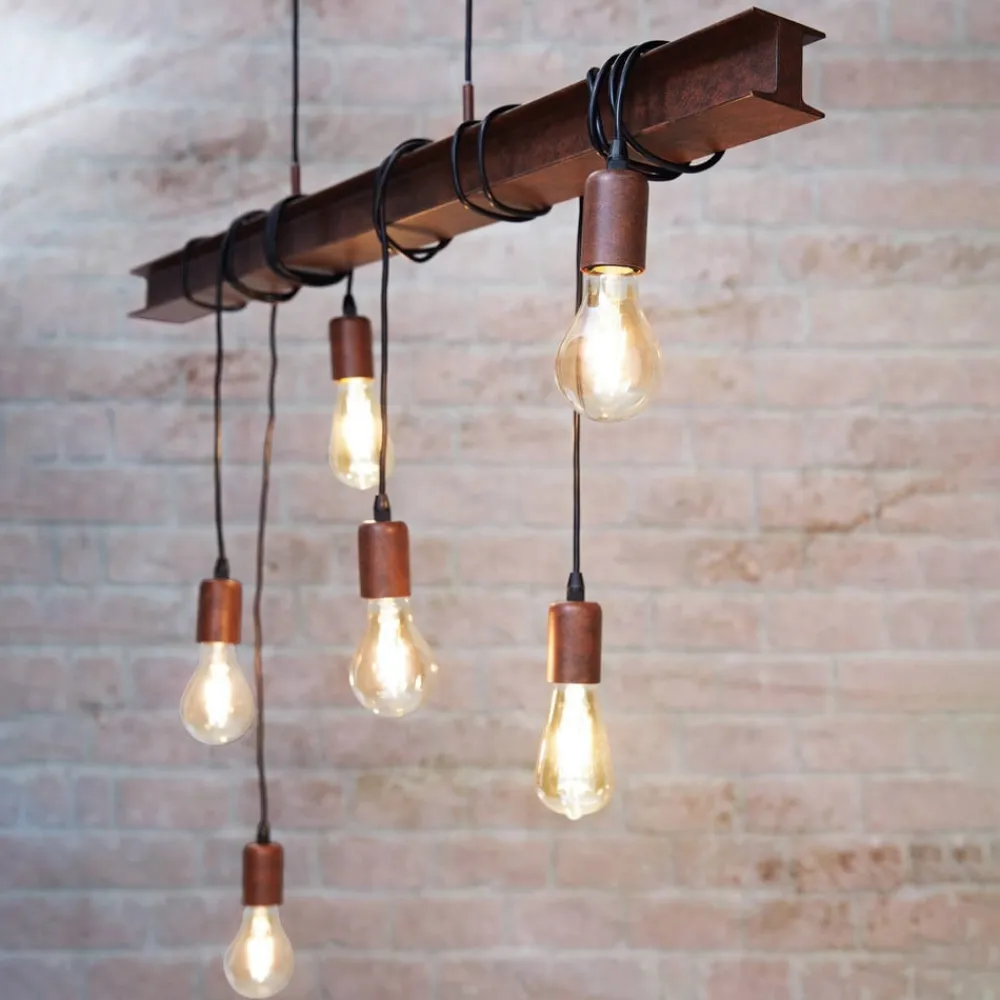 EGLO Pendellampe Townshend 4 i mørkebrunt| Pendellamper