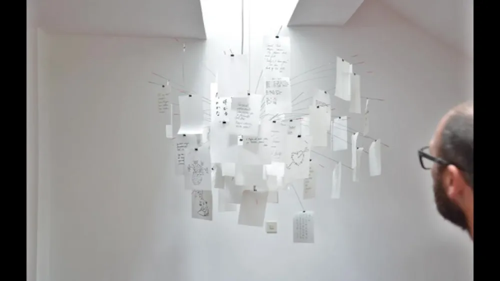 Ingo Maurer Pendellampe Zettel'z 5 med lapper| Design- Og Hotellbelysning