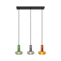 Eco-Light Perseus pendellampe, fargerik, lengde 65 cm, 3-lys, glass| Pendellamper